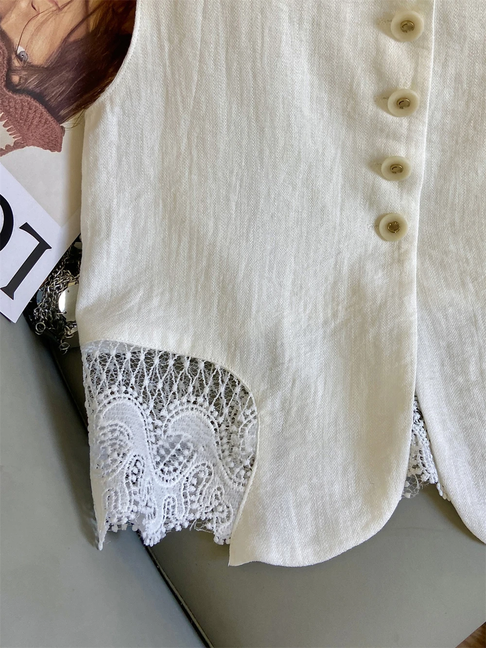 

Ele Ретро Жилет Jaet Svel круглый Ne Кружева Лоскутная Летняя модная женская одежда Busin Casual Pure Color