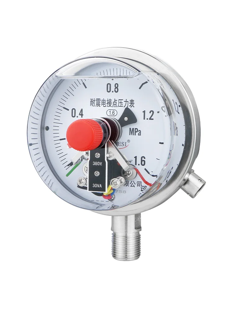 YXC100 0-1.6 Map Seismic Magnetic Assisted Electric Contact Pressure Gauge, Upper and Lower Limits Control Water Opening