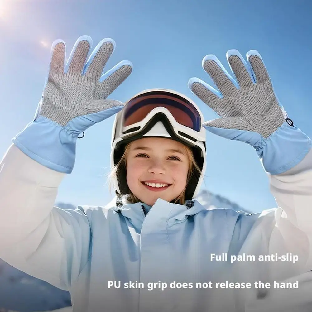 

Зимние водонепроницаемые детские лыжные перчатки с утолщенной флисовой подкладкой, теплые детские варежки для детей 6-16 лет, детские спортивные перчатки на открытом воздухе T0D5