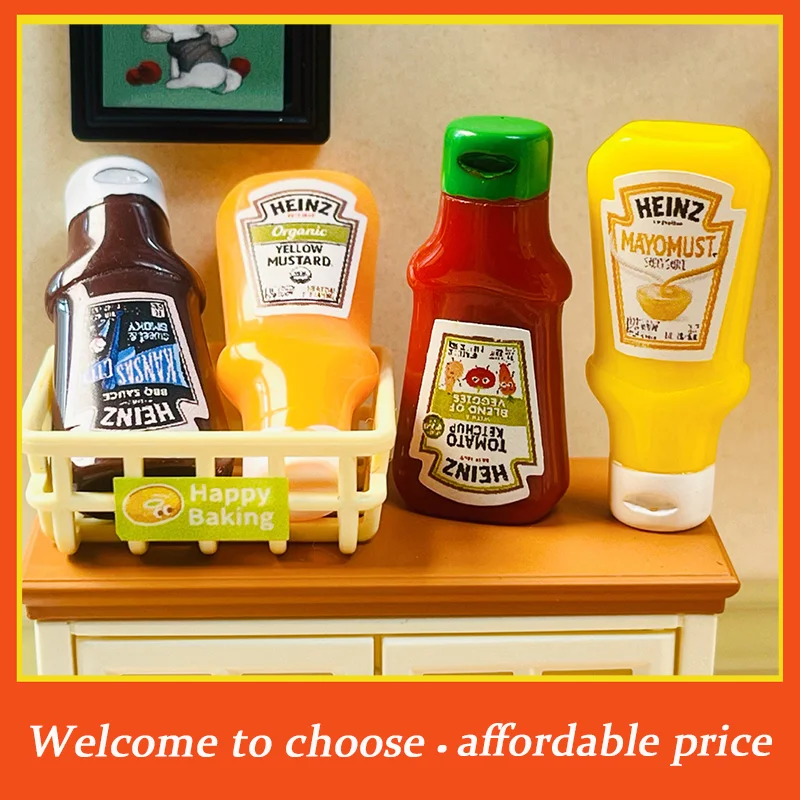 

"4Pcs new Dollhouse Miniature Strawberry Sauce Jam Jar Kitchen Food Accessories For Dolls House Decorations Kids Toys Gift