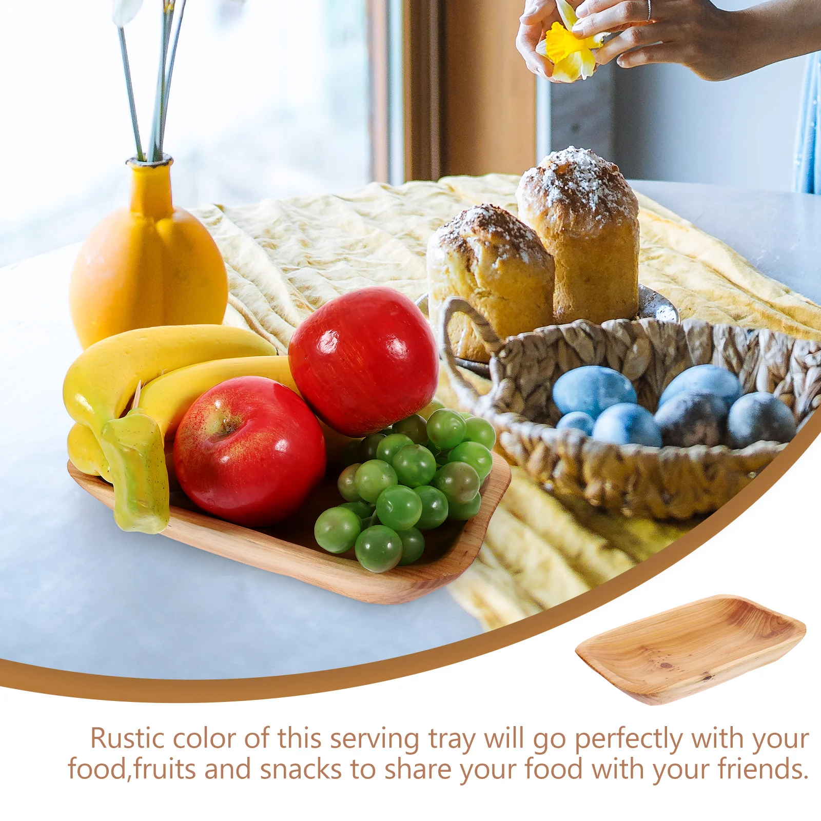 

Fruit Tray Wooden Snack Dish Small Size Vintage Design Party Food Serving Tray Storage Table Safe Portable Multi Use Kitchen Bar