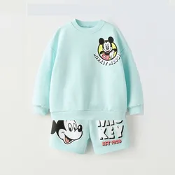 Disney Mickey Children's Set Fashion Men's And Women's Set Sports Hoodie+sports Pants Two Piece Sports Set