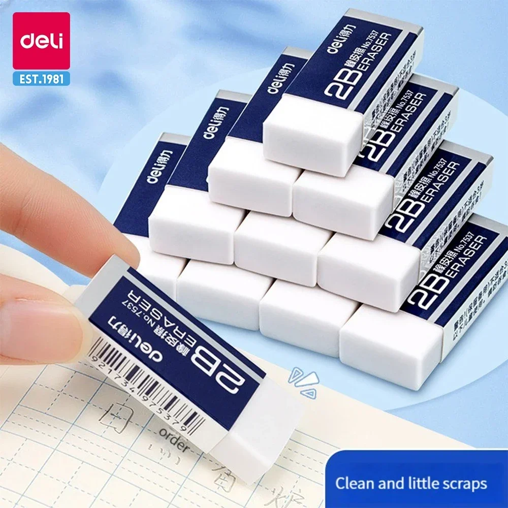 Deli 45 Pcs Eraser Stationery 2B 4B Soft Rubber for Kids Clear Eraser Pencil Set Office School  Art Supplies Exam Correction