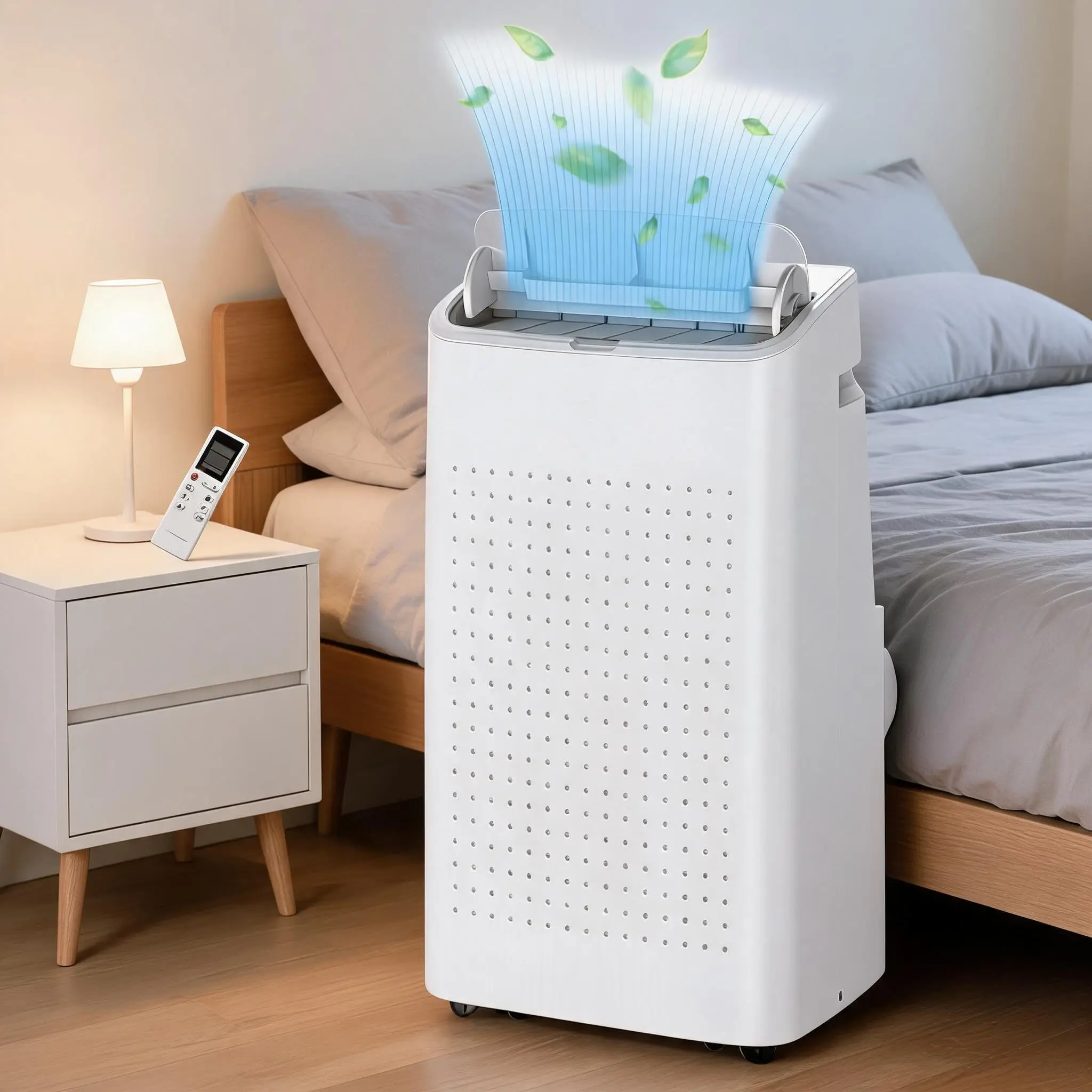 14000 BTU White 3-in-1 Portable Air Conditioner with Cooling, Fan & Dehumidifier, Covers Up to 750 Sq.Ft, Low Noise 53dB, Timer, Remote Control, Ideal for Home, Office or Bedroom