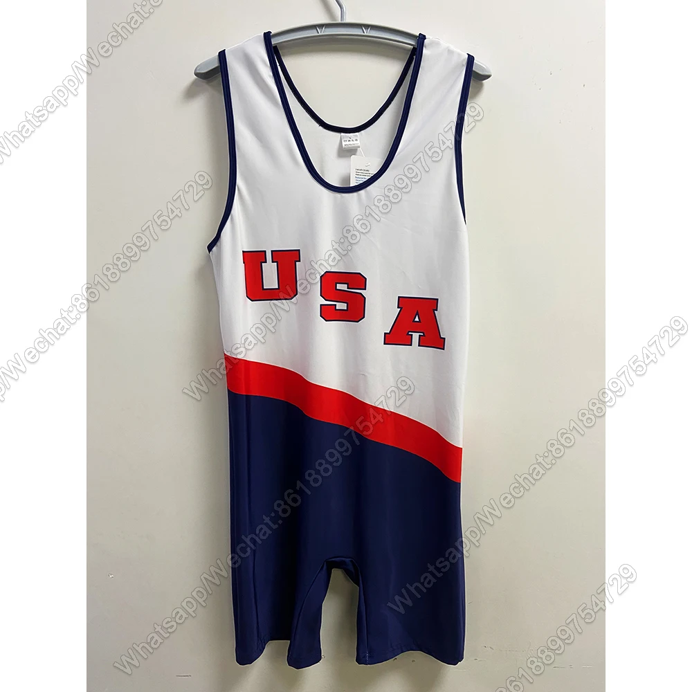 Canottiere da Wrestling tuta da pattinaggio personalizzata tuta da corsa maratona leggera tuta da Triathlon USA tuta da palestra tuta da ciclismo