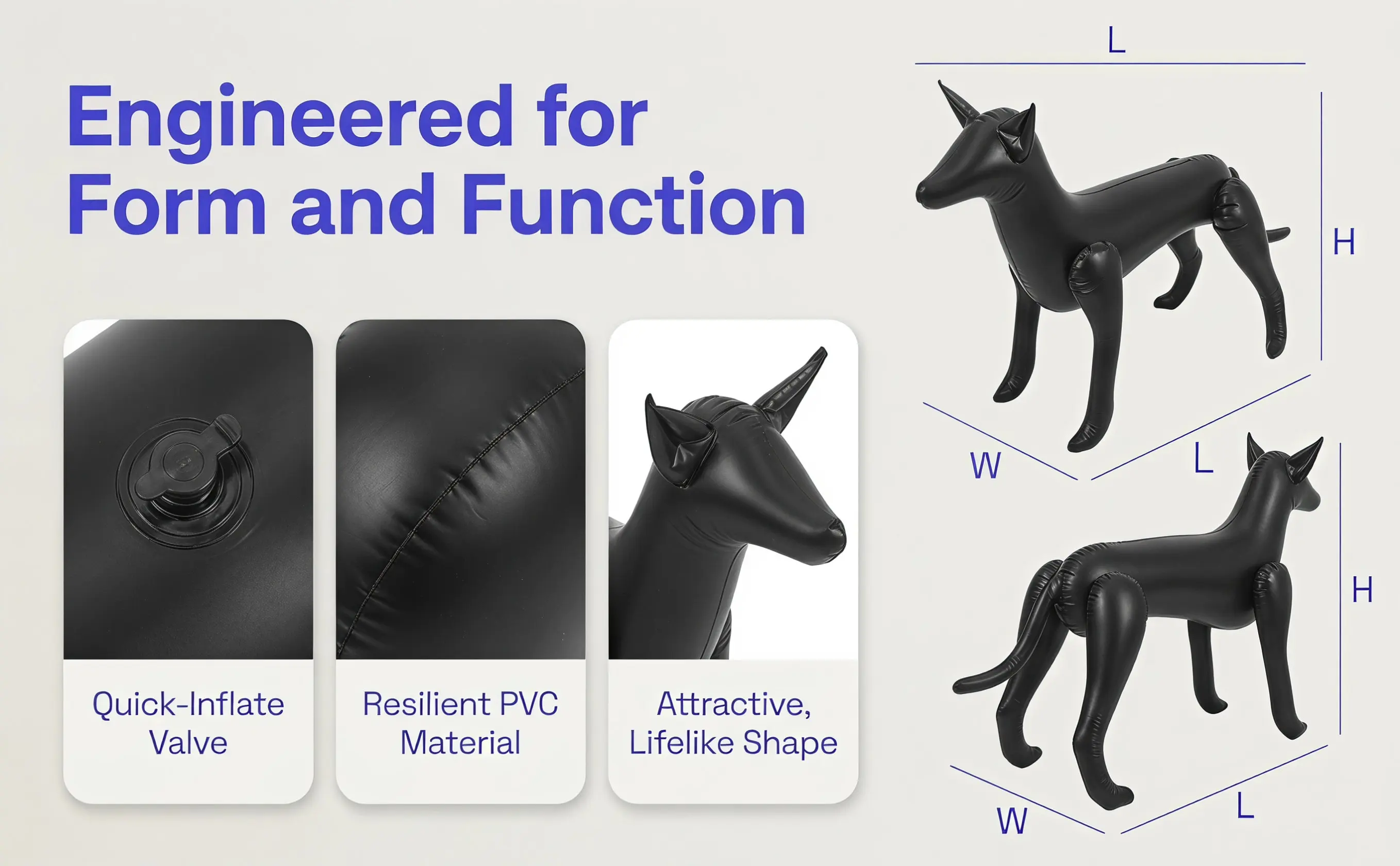Inflatable PVC Pet Clothing Mannequin Stand Soft Lightweight Dog Display Prop for Retail Counters Grooming Shops Photo