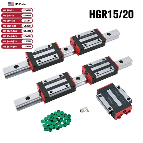 HLTNC HGR15 HGR20 15mm 20MM Square Linear Guide Rail Kit With HGH20CA HGW20CC HGH15CA HGW15CC Carriages Block For CNC Router