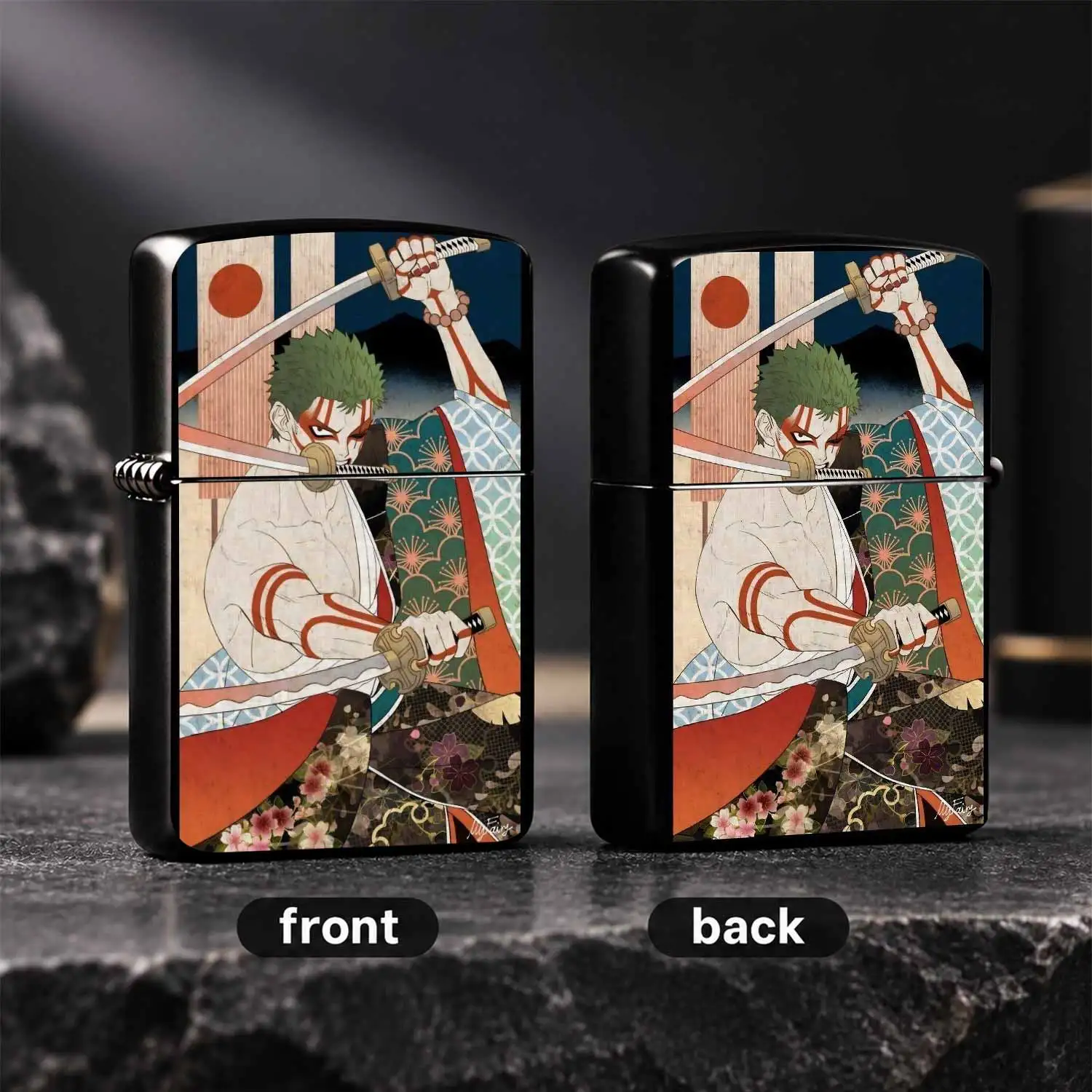 Ukiyo-E Style Three-Sword Technique Themed Creative Lighter, Classic Anime Character Portable Ignition Accessory, Exquisite Japanese Pattern Decor, Ideal For Gifting Daily Use For Multiple Scenarios Interesting And Humorous Lighters