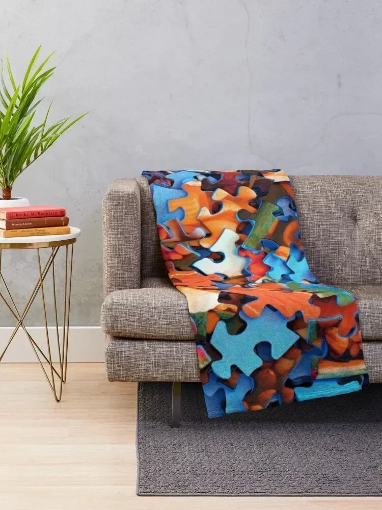 Jigsaw Puzzle Pieces Throw Blanket Kid'S For Decorative Sofa Polar Sofas Blankets