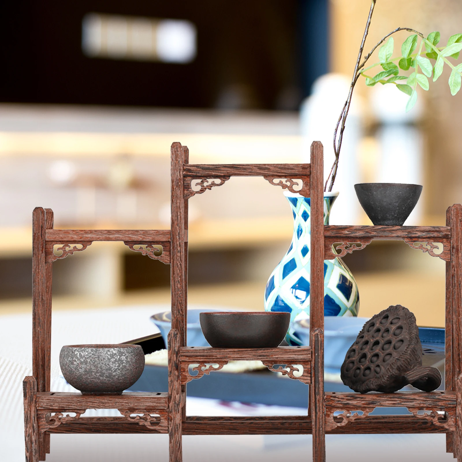 

Wooden Tea Cup Holder Sturdy Long-Lasting Tea Mug Rack Storage Organizer for Kitchen Coffee Table Home Decor Display