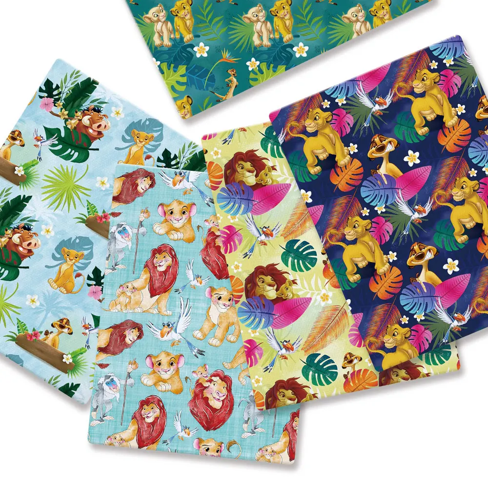 Tela del Rey León de Disney, costura hecha a mano, patchwork, acolchado, vestido de bebé, hoja para el hogar, tela estampada de 140cm, tela para coser para niños