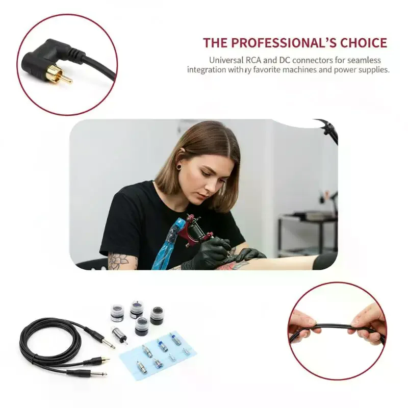 Silicone Soft RCA DC Tattoo Cable for Rotary Pen Machine 1pc Flexible Connector for Professional Artists