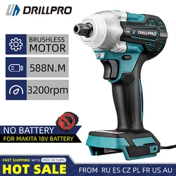 Drillpro 588N.m Cordless Brushless Impact Wrench 1/2