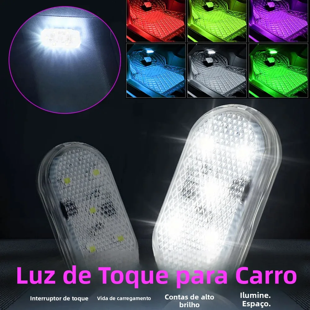 Luz LED Interior com Sensor de Toque USB, Lâmpada de Teto para Carro, Luz de Leitura, Decorações para Carro, Iluminação Interior do Teto
