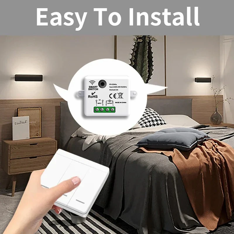 86 Wireless Smart RF 433Mhz Wall Panel with Remote Control 1/2/3gang Mini Relay Receiver Home Led Light Lamp Switch