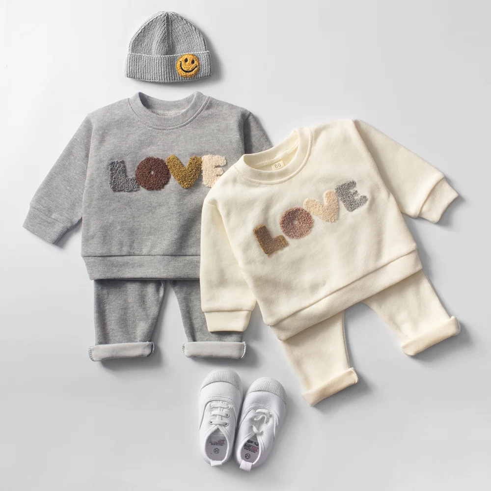 

100% Cotton Infantil Newborn Baby Girl Boy Outfits Spring Babies Clothes Little Boy Pullover + Trousers Kids Clothings Sets