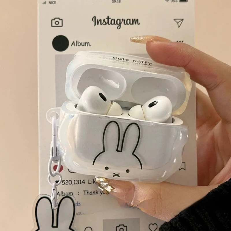Étui de protection lapin Miffy Kawaii, sangle de dessin animé amusante et mignonne, adapté aux écouteurs sans fil Airpods1/23/4 Airpods Pro2