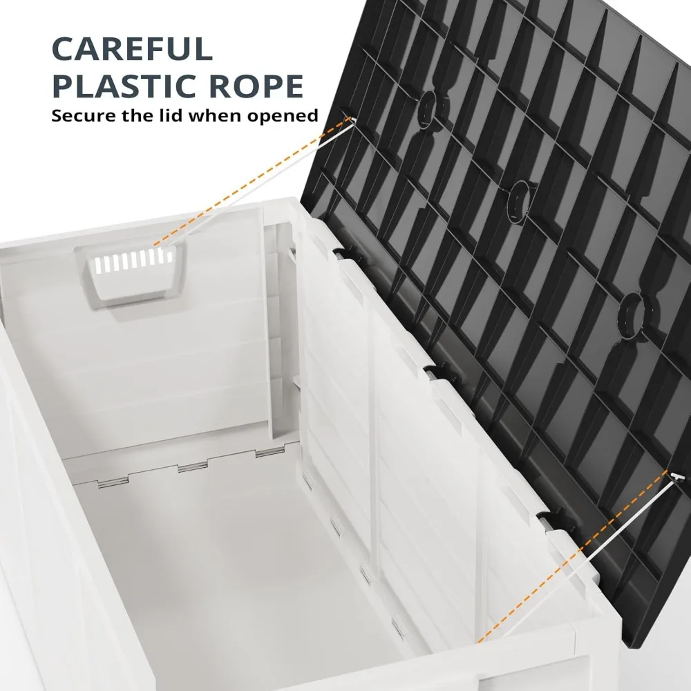 حاوية تخزين خارجية قابلة للطي سعة 75 جالونًا، صندوق بلاستيكي للحديقة وحمام السباحة، حل تخزين أثاث الفناء الكبير