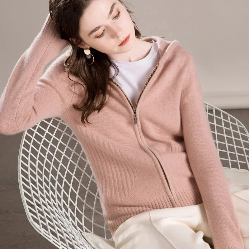 Manufacturer knit hoodies women's cardigan cashmere wool sweater designer sweater pull cashmere