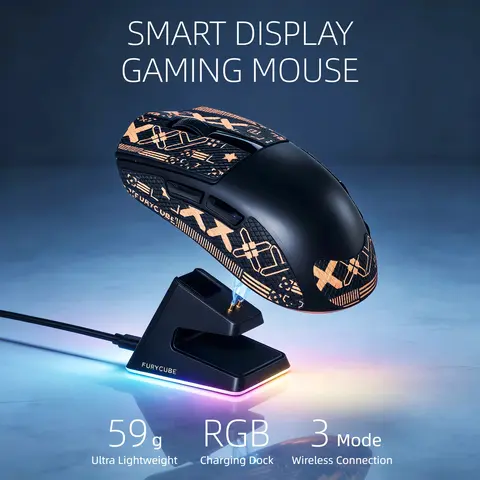 Lightweight Gaming Mouse 59g/64g Wireless Bluetooth 2.4G Wired 12000DPI Adjustable RGB Dock Magnetic Charging LED Screen E-sports Mouse