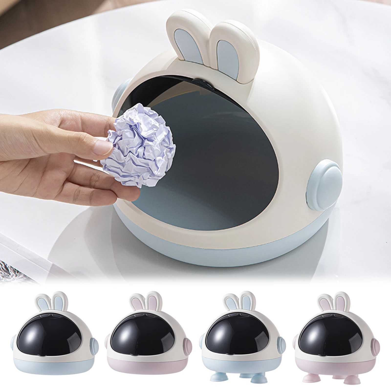 

Настольный мусорный бак с мини-кроликом, вход для закусок для офисного стола, украшения, аксессуары для волос, косметика, маленькая коробка для разных предметов,