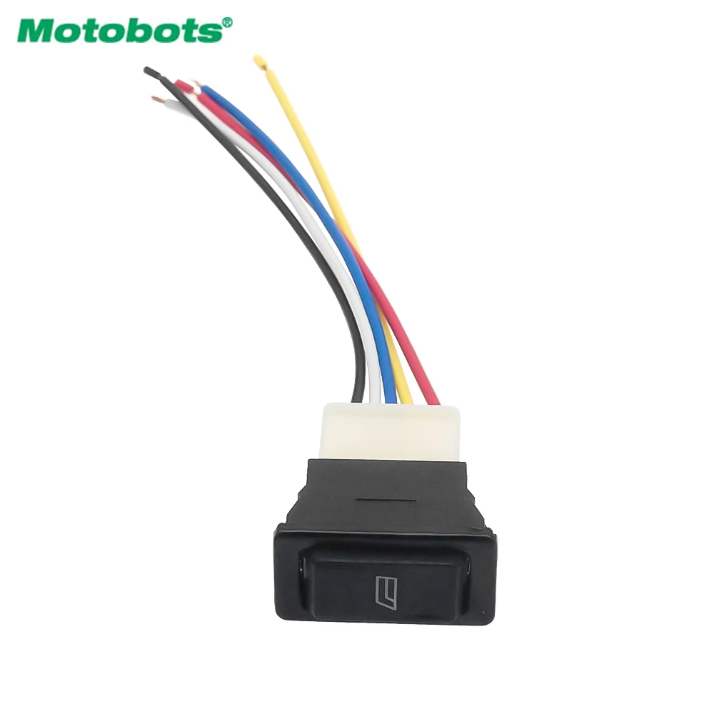 MOTOBOTS 12V/24V 20A Universal 5Pins Car Power Window Switch with Green Illumination Indicator Wiring Cable #CA7807