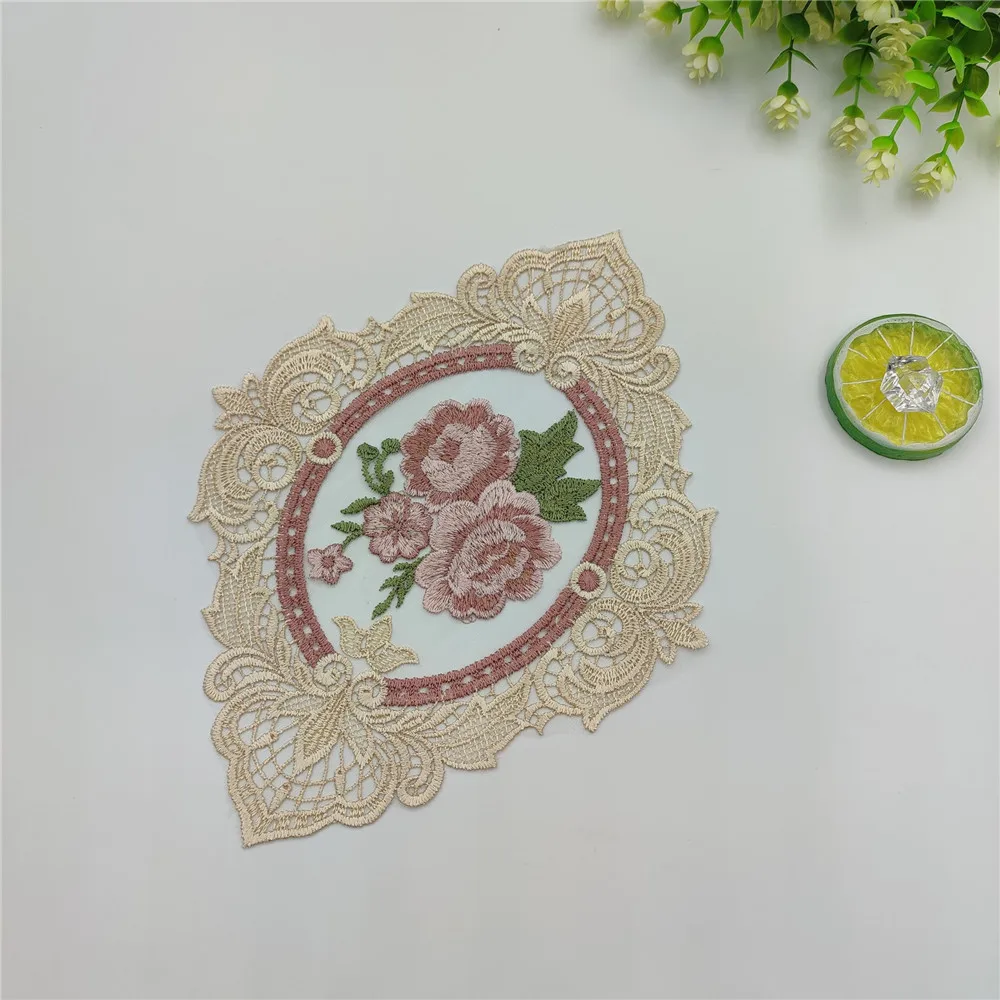 European Lace Vintage Coaster Coffee Pad Placemat Embroidery Flower Craft Anti-scald Placemat Bowls Cups Mat Desktop Decoration