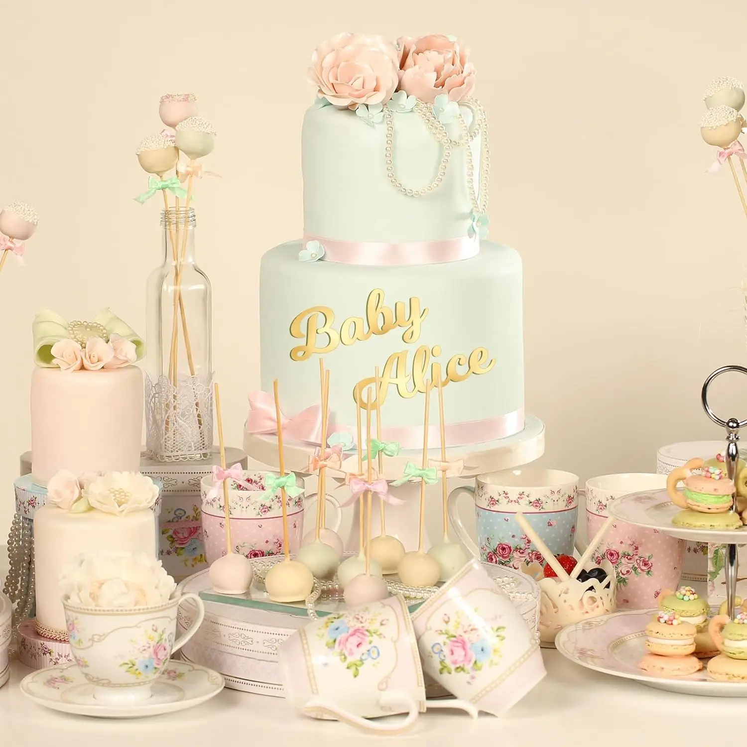 64Pcs Acrylic Cake Alphabet Numbers Topper, Mirror Number 0-9 and Alphabet A-Z Personalized Cake Picks Party Decor