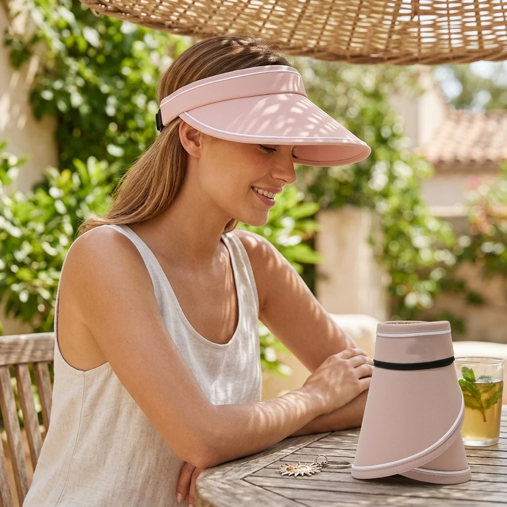 Sun Visor Hat Quick Drying Foldable Open Top UV Protection for Beach Vacation Summer Travel Lightweight Breathable Cap
