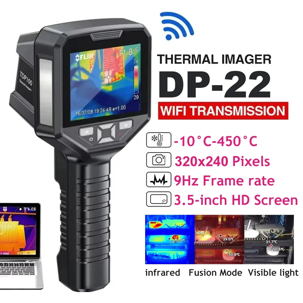 DP-22 Handheld Thermal Imaging Camera 320x240 Visible Dual Fusion Infrared Thermal Camera for PCB Floor Heating Detection DP-21