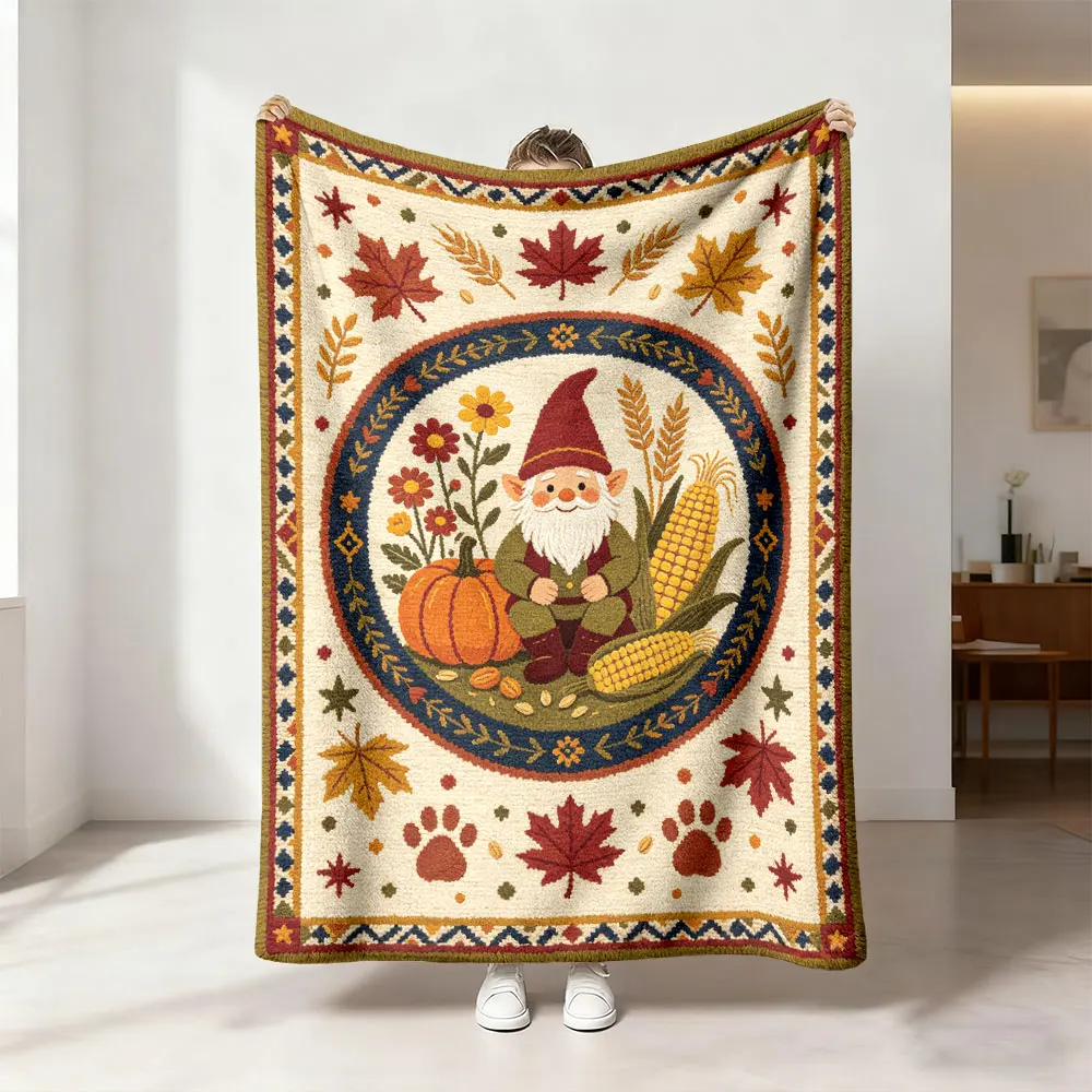 1pc Dwarf Pumpkin Maple Leaf Autumn Harvest Flannel Blanket Sofa Lunch Break Nap Blanket
