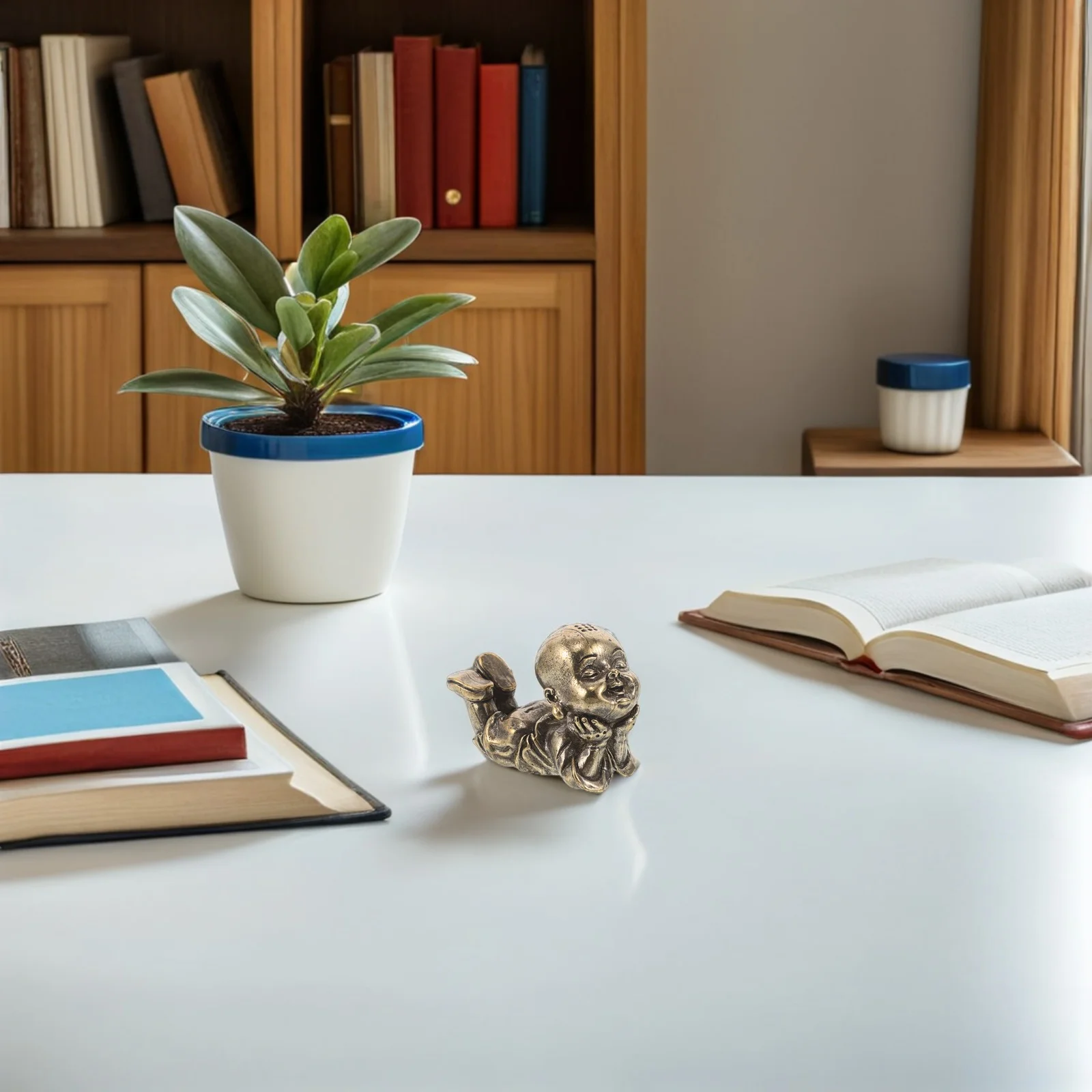 

Brass Monk Ornaments Miniature Zen Decoration Golden Buddha Statue for Tabletop