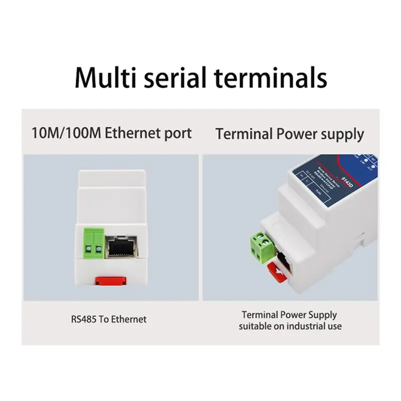 ABQU 2X Din-Rail ZLAN5143D Serial Device Server Modbus Gateway RS485 to TCP/IP DC9-24V Support Full Duplex