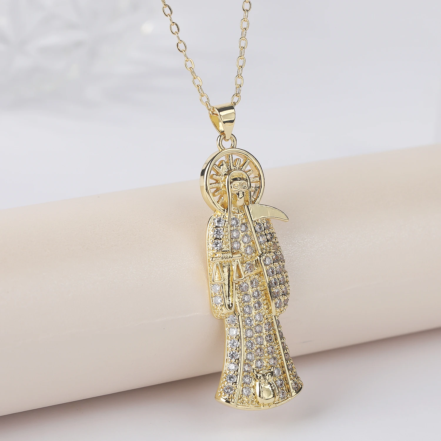 10 Styles To Choose From Holy Death Necklace for Saints Copper Gold Plated Pendant Necklace Christian Jewelry Santa Muerte