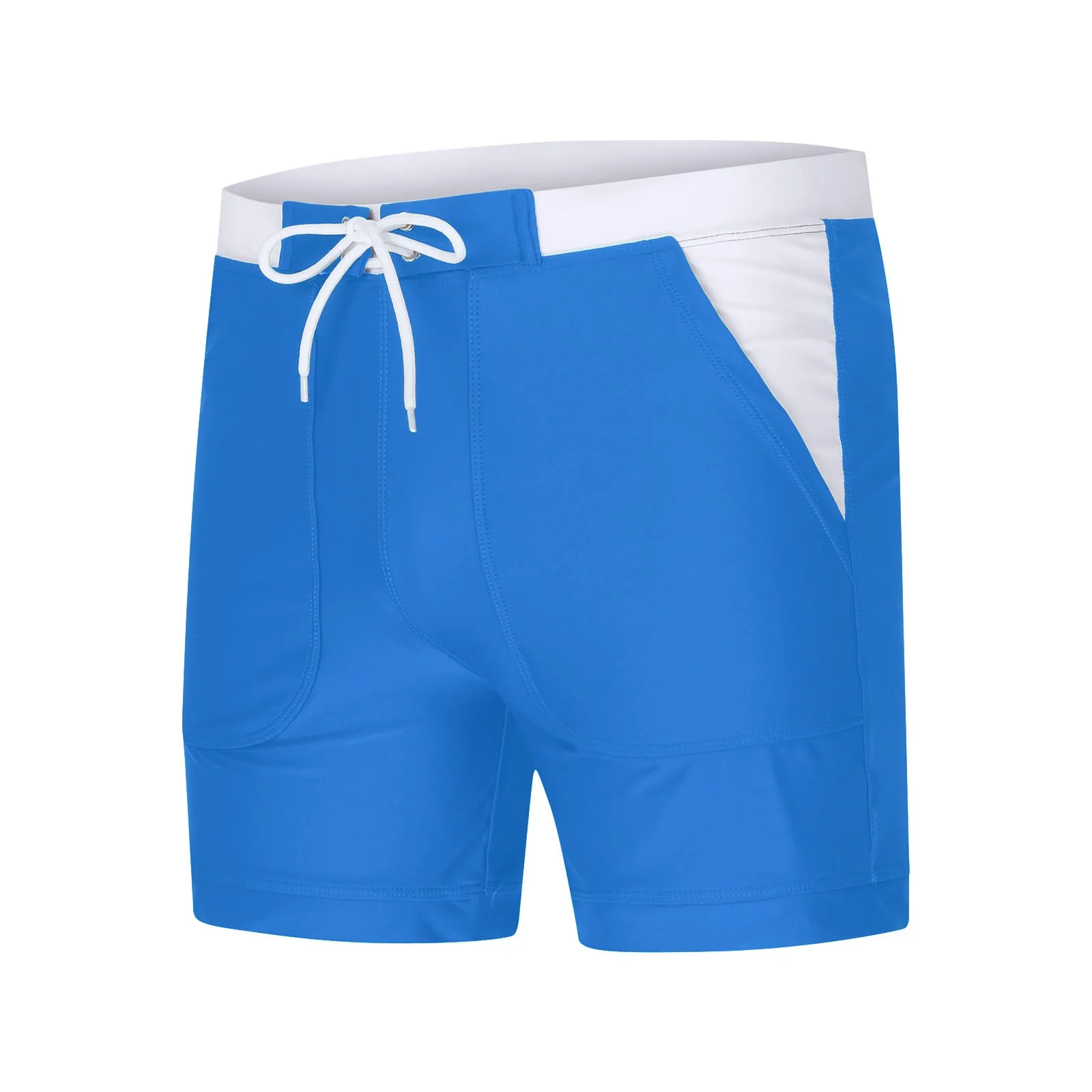 Sports Shorts Man Double Layer Oversized Men'S Quarter Square Corner Swimming Trunks Solid Color Lace Up Pantalon Corto Hombre