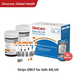 Sinocare Uric Acid Test Strips or Blood Glucose Strips for Safe AQ UG only 100PCS with free lancets for Diabetes