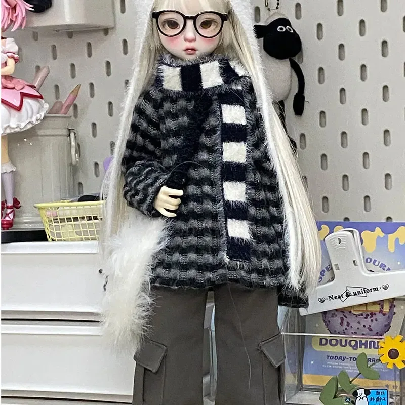 1/4 Bjd Men/women Doll Clothes Accessories Cute Casual Versatile Long Sleeved Striped Sweater Solid Color Loose Fit Cargo Pants