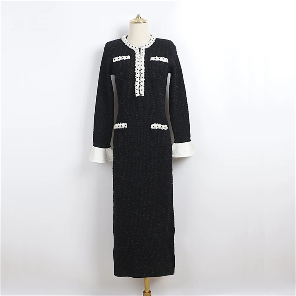 

2026 Summer Women's Elegant Dress, Knitted, Stretchy, Beaded, Corset Bodice, Women's Bodycon Dress, Y2K New Fashion Party Dress