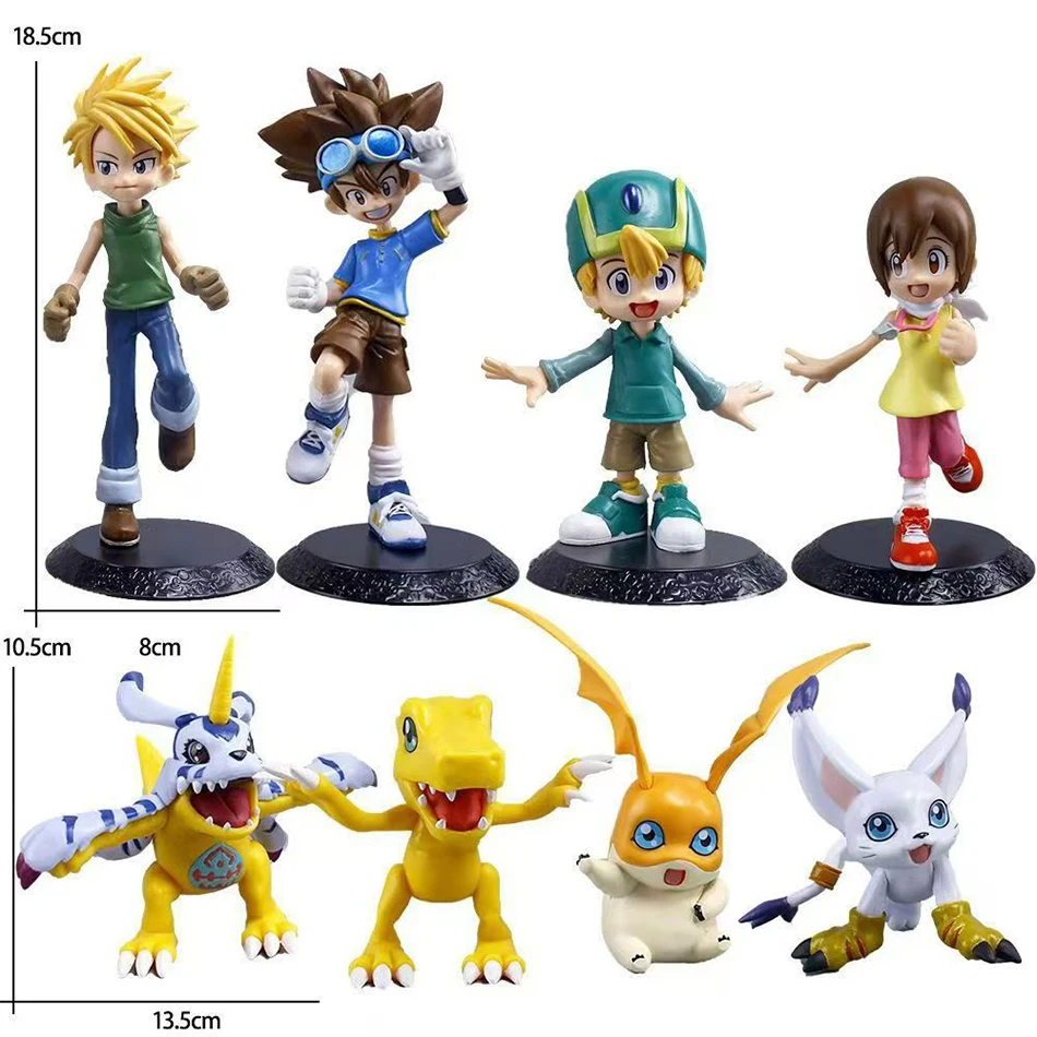 8pcs/Set Digimon Adventure Tailmon Gomamon  Patamon Gabumon Tentomon Palmon Piyomon  Agumon Anime Model Toy Doll Gifts