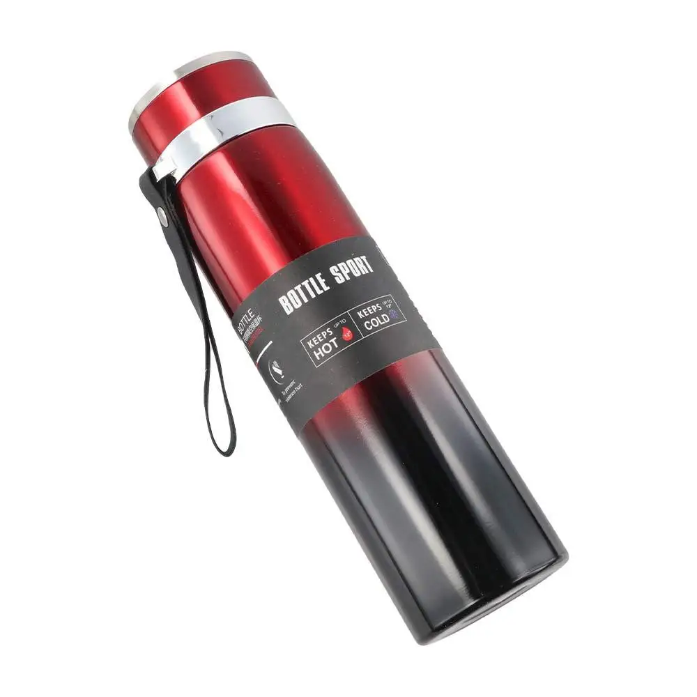 800/1000ML Thermal Water Bottle Double Layer Large-capacity Vacuum Flask with Hanging Rope Anti-slip Bottom 'Insulated Cup