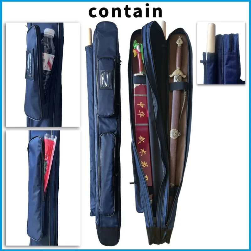 1.1 Meter Sword Bag Packed 2 Sword Waterproof Bag For Stick Knife Katana Kendo Holder Carry Case Tai Chi Bag Shoulder Bag Blue