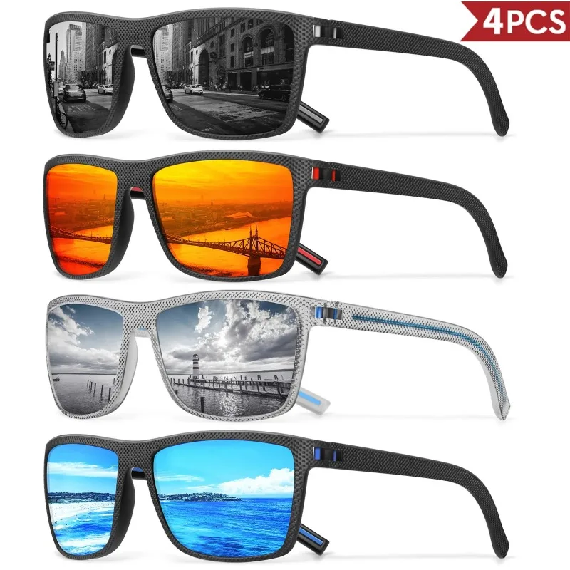 3/4 Pack New Designer Box Polarized Colorful Sunglasses for Men and Women Suitable for Driving, Fishing, Outdoor Sports UV400 image 6