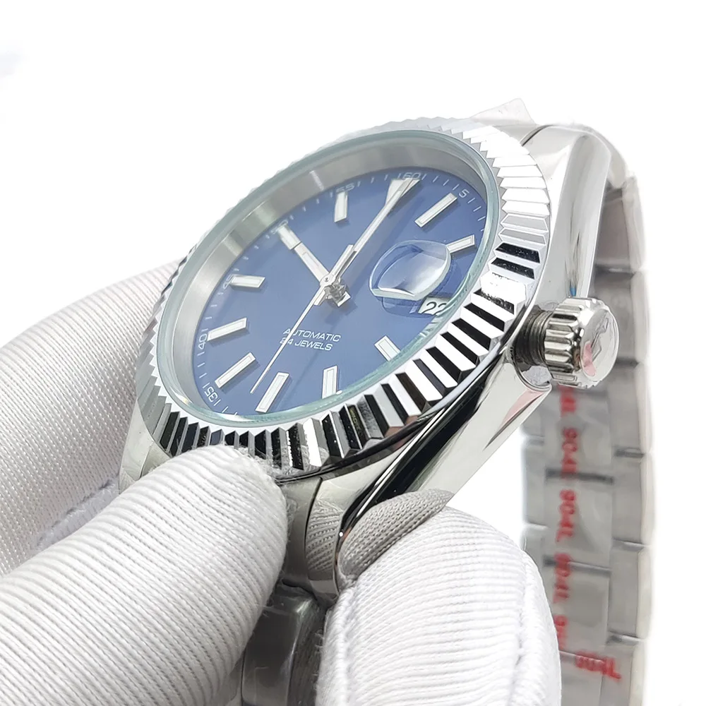 ساعة غواص NH35A أوتوماتيكية فاخرة للرجال 41 ملم كريستال ياقوتي مقاوم للماء تصميم كاجوال موضة ساعة تاريخ فقط