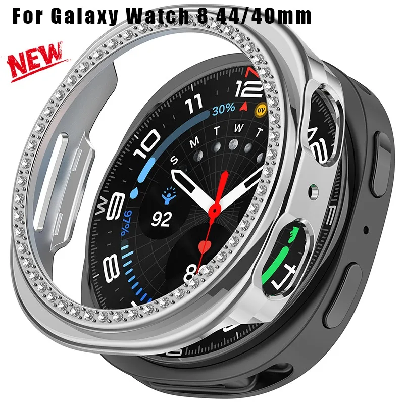 Bling PC Hollow Schutzhülle für Samsung Galaxy Watch 8 40 44 mm Hard Bumper Diamond Cover für Galaxy Watch 8 Protector Shell