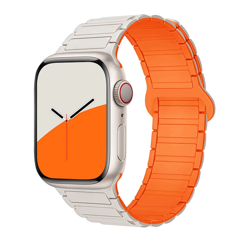 Correa magnética para Apple Watch, correas de silicona de 46mm, 44mm, 45mm, 40mm, 42mm y 41mm, serie IWatch 11, 10, SE, 9, 8, 7, 6, 5, 4, 3