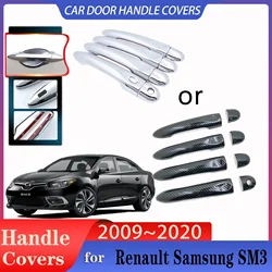 for Renault Samsung SM3 L38 2009~2020 Car Door Imitation Carbon Fiber Handles Cover Or Chrome Door Handles Cover Car Accessories