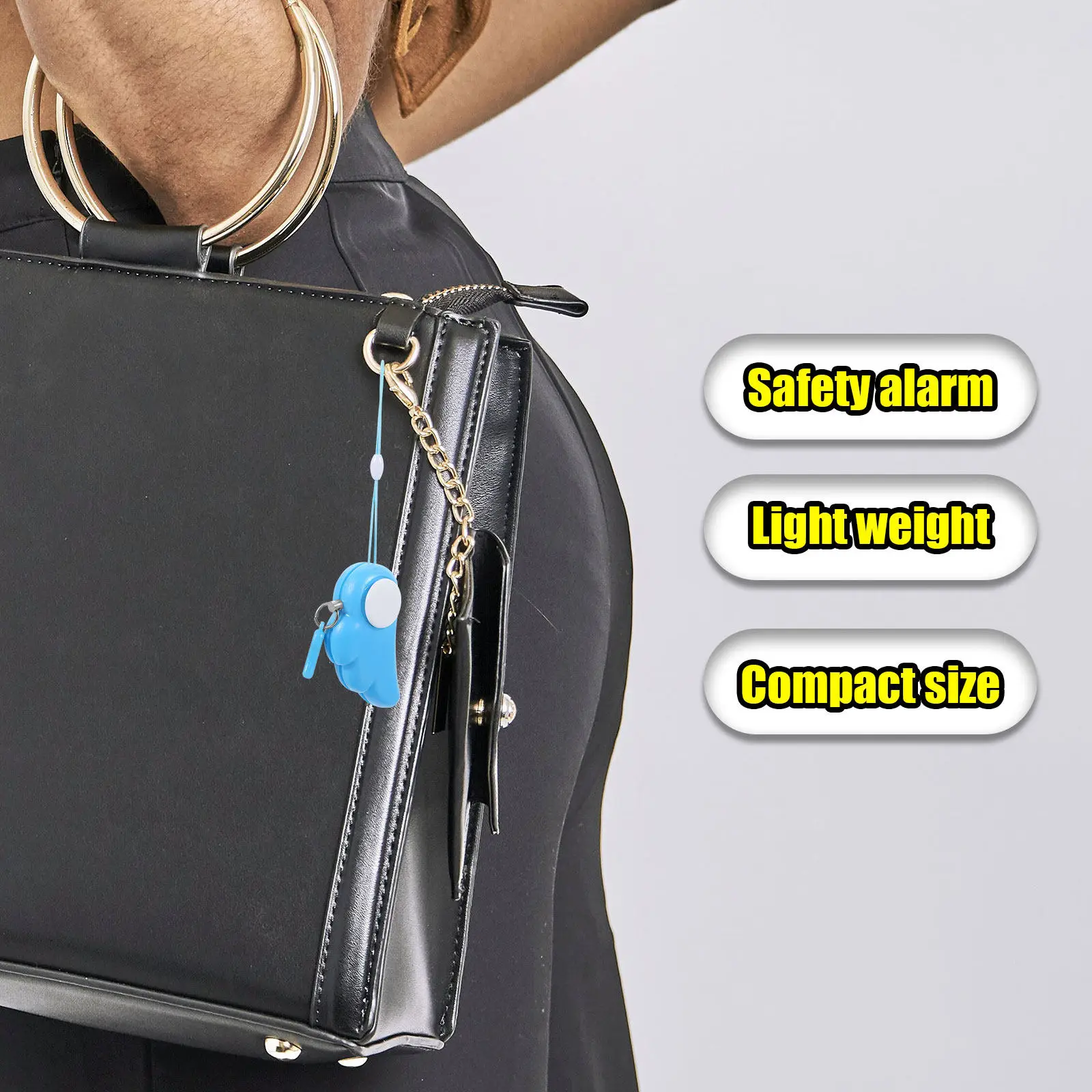 Compact Personal Alarm Keychain for Women 130Db Loud Siren Angel Wing Design Portable Safety Device Gift for Female Friends