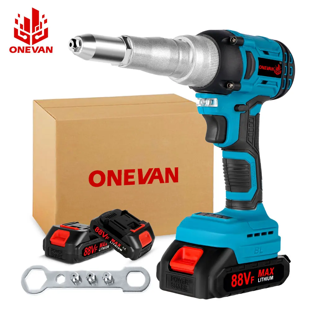 ONEVAN Brushless Electric Rivet Gun 2.4~5.0mm Drill Cordless Rivet Nut Gun Automatic Riveting Power Tool For Makita 18V Battery