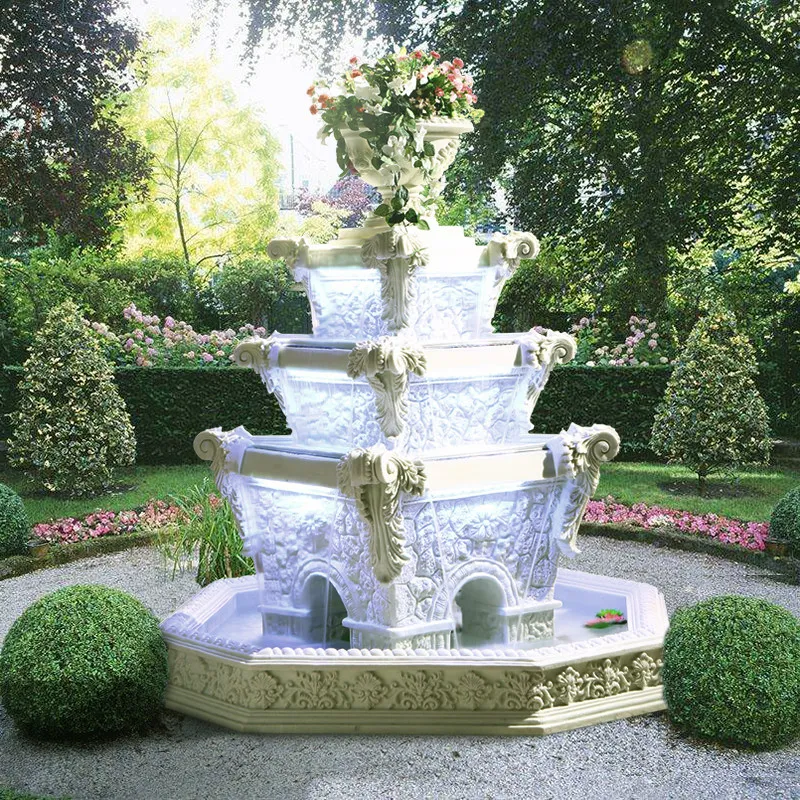 European-style running water fountain hotel lobby lucky feature courtyard large ornaments fish pond decorations indoor