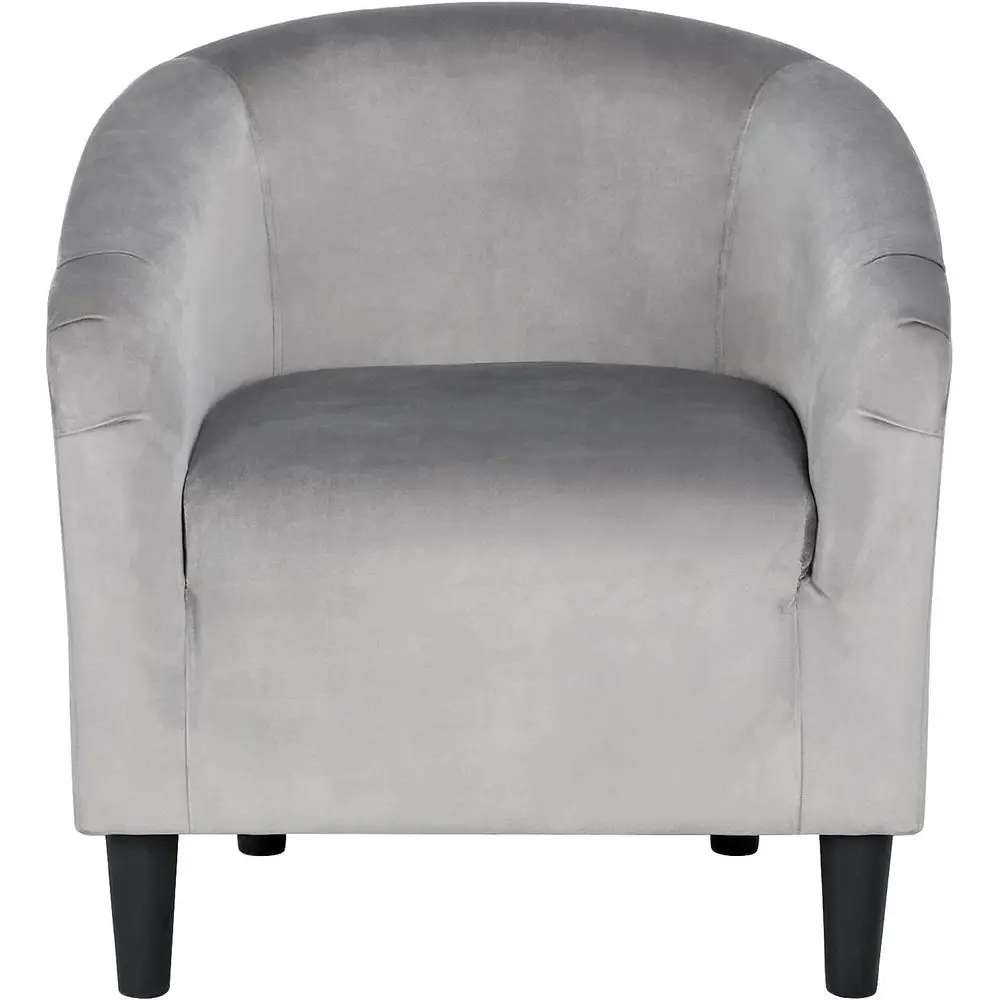 

Кресло-клуб из велюра с обивкой и ножками из массива дерева, удобный диван для гостиной, спальни или зоны ожидания, серый